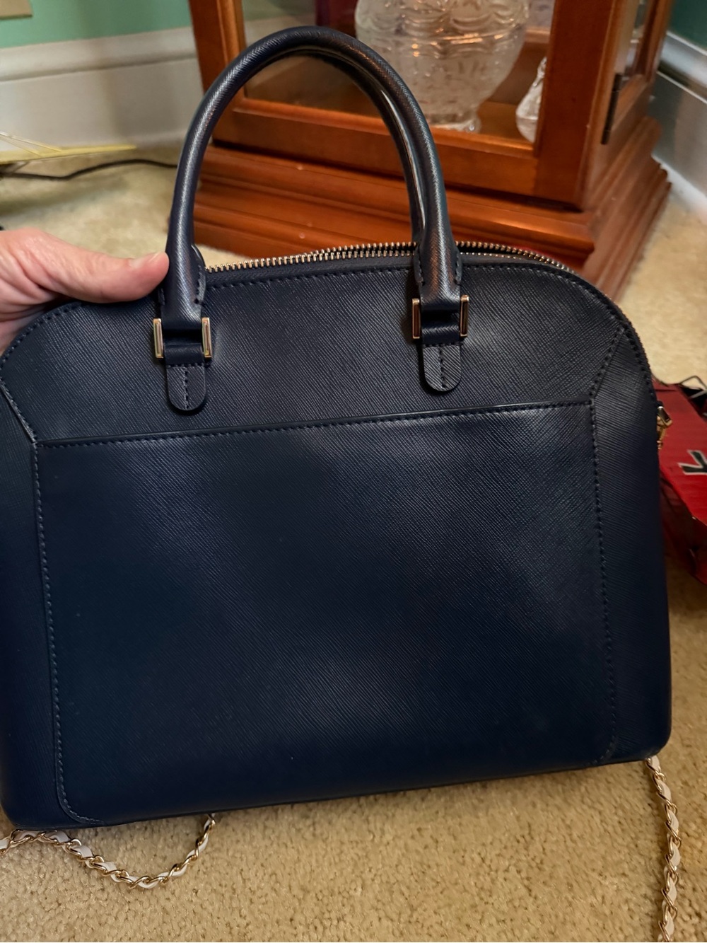 kate spade navy saffiano dome tote with gold hardware - Picture 10 of 12